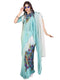 Vasthrlay Printed Kaftan Freehand Light Blue Women's Satin Saree With Unstitched Blouse Piece