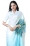 Vasthrlay Printed Kaftan Freehand Light Blue Soft Satin Saree