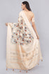 Vasthrlay Cream Peach Floral Print Chanderi Silk Blend Saree With Unstitched Blouse Piece
