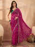 Vasthrlay Vasthrlaywomenspinkgeorgettebandhaniprintembroideredlaceworksareewithunstitchedblousepiece Sareeforwoman Designersareeforwomen Tr Ethnic Wear
