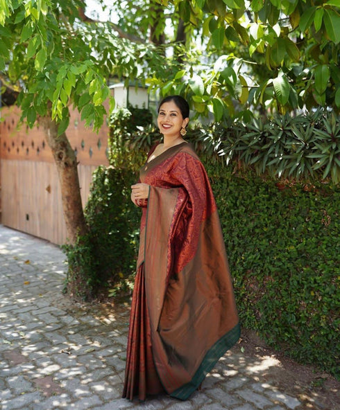 Vasthrlay Maroon Kanjivaram Saree