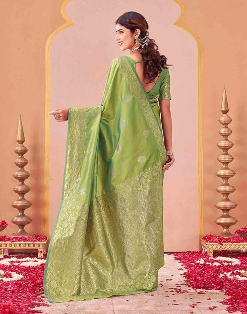 Vasthrlay Kanjivaram Jacquard Unstitched Mustard Saree