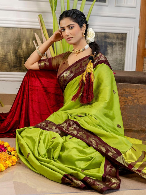 Vasthrlay Weaving Khaki Saree