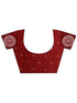Vasthrlay Printed Kaftan Freehand Maroon-White Bollywood Satin Saree with Unsticted Blouse Piece