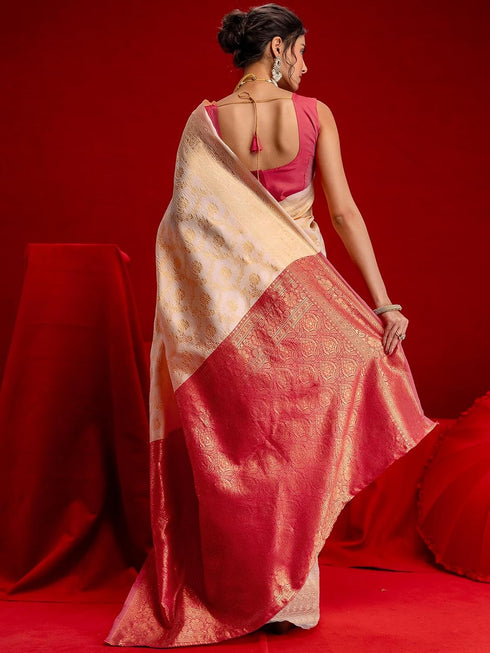 Vasthrlay Weaving Cream Saree