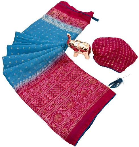 Vasthrlay Georgette Contrast Darkblue