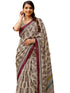 Vasthrlay Womens Printed Unstitched Beige Saree
