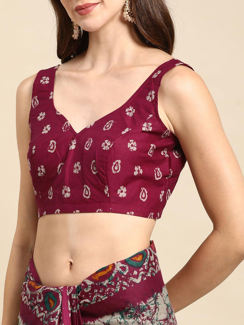 Vasthrlay Cotton Printed Mulmul Black Saree