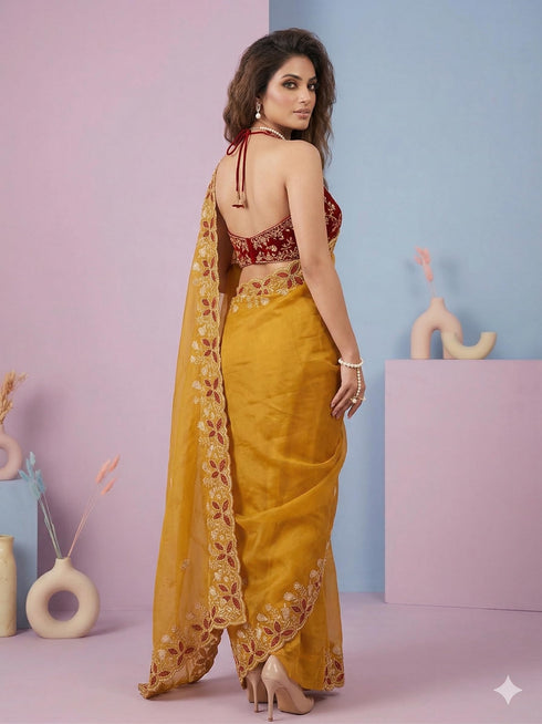 Vasthrlay Pink Embroidery Saree