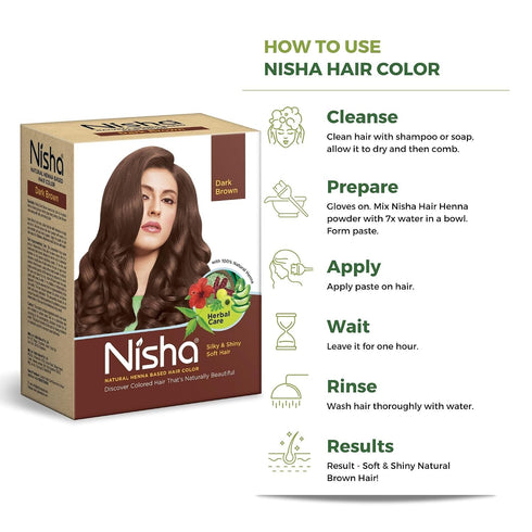 Nisha Natural Henna Powder for Hair Colour | Dark Brown