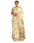 Vasthrlay Womens Printed Unstitched Off White Saree