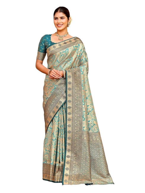 Vasthrlay Banarasi Weaving Navy Navy Blue Saree