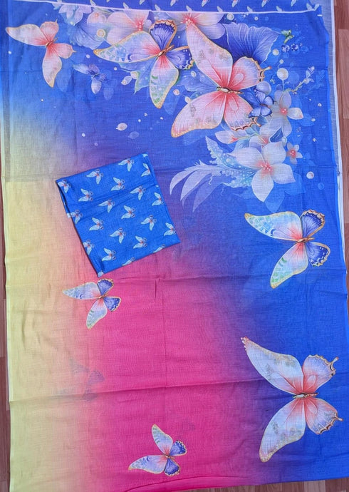 Vasthrlay Premium Gradient Butterfly Unstitched