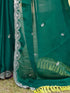 Vasthrlay Scalloped Embroidery Dark Saree