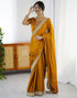 Vasthrlay Sequence Embroidery Unstitched Dark Green Saree