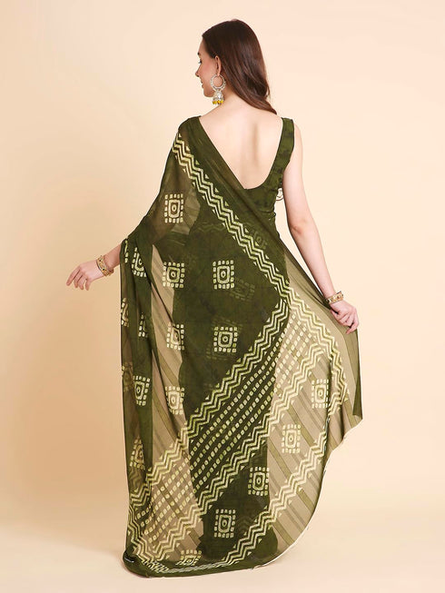 Vasthrlay Shimmer Georgette Printed Rani Saree