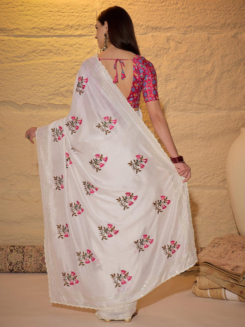 Vasthrlay Vichitra Embroidery Unstitched Designer Ethnic Wear