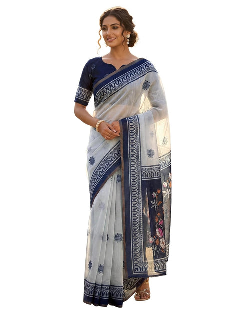 Vasthrlay Womens Printed Unstitched Peach Saree