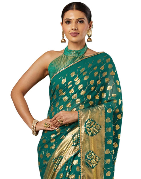 Vasthrlay Georgette Printed Unstitched Maroon Saree