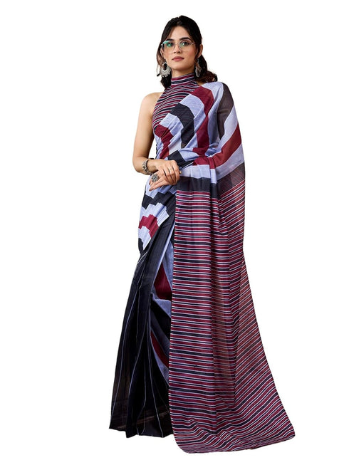 Vasthrlay Chanderi Printed Unstitched Teal Saree