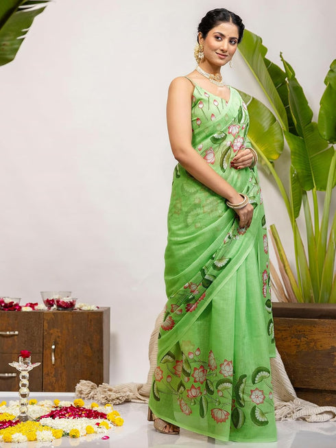 Vasthrlay Printed White1 White Saree