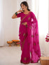 Vasthrlay Georgette Embroidery Unstitched Dark Green Saree
