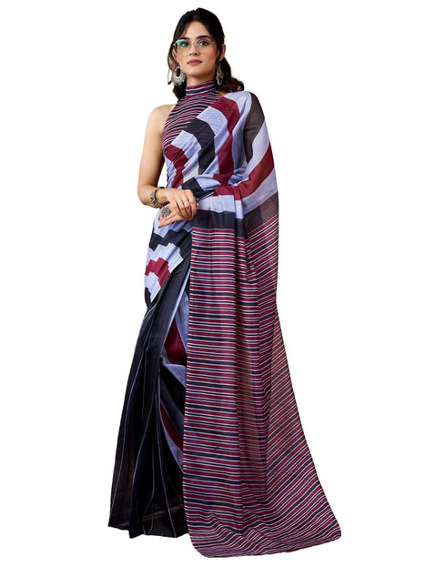 Vasthrlay Printed Chanderi Unstitched Teal Saree