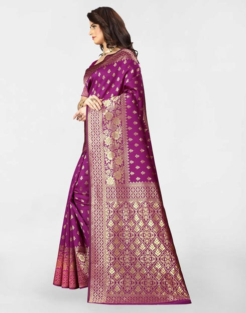Vasthrlay Banarasi Jacquard Unstitched Red Saree
