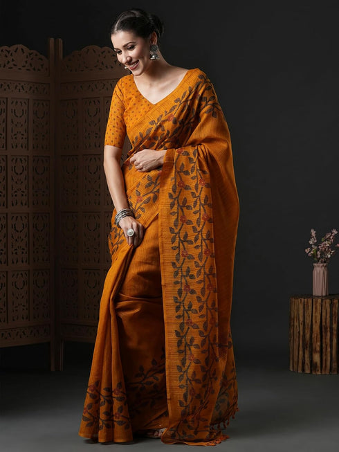Vasthrlay Botanical Printed Unstitched Black Hs Ethnic Wear