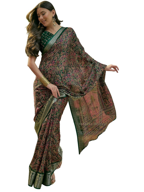 Vasthrlay Georgette Jacquard Unstitched Black Saree