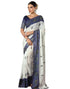 Vasthrlay Georgette Bandhani Unstitched White Saree