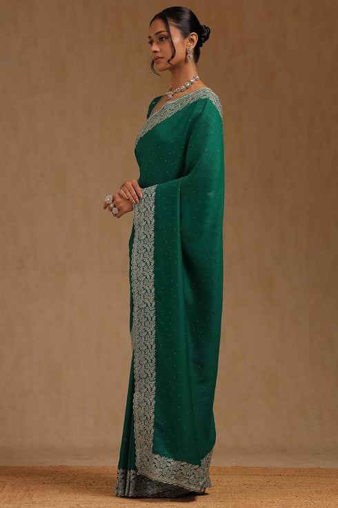 Vasthrlay Green Tussar Embellished