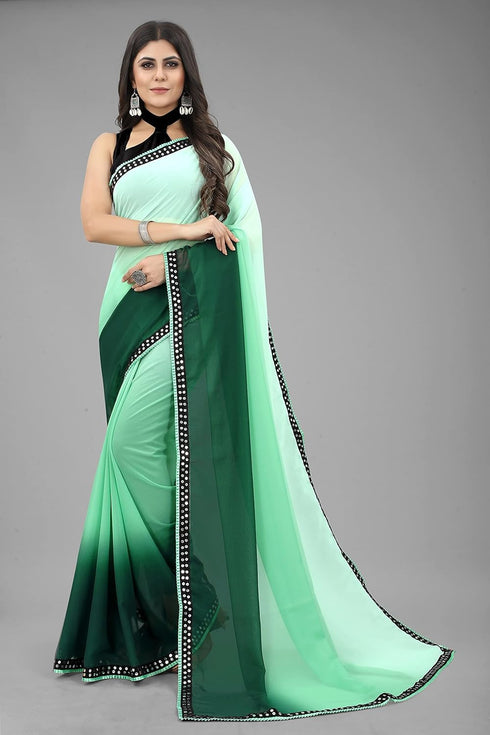 Vasthrlay Georgette Embroidered Mahendi Traditional