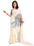 Vasthrlay Printed Kaftan Freehand Off White-Multi Bollywood Satin Saree with Unsticted Blouse Piece