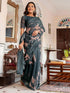 Vasthrlay Womens Printed Unstitched Dusty Pink Saree