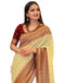 Vasthrlay Banarasi Jacquard Unstitched Off White Saree