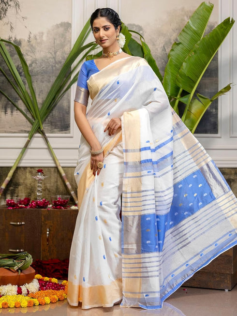 Vasthrlay Weaving White1 White Saree