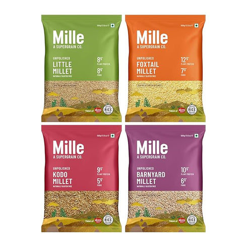 Mille Grains Combo | Foxtail Millet, Little Millet, Kodo Millet and Barnyard Millet