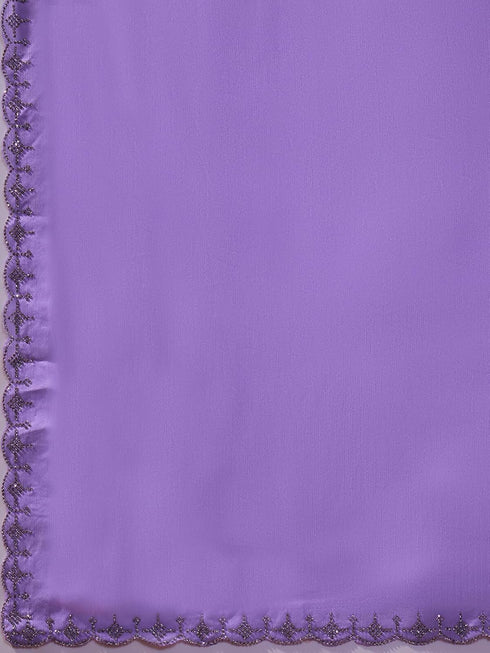 Vasthrlay Chiffon Scalloped Brown Saree