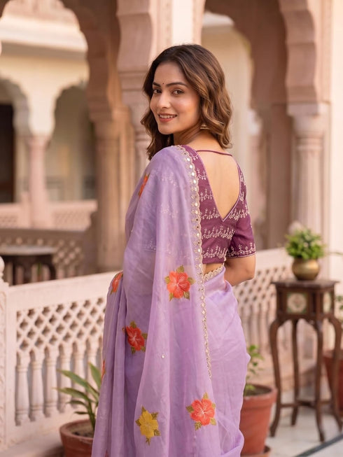 Vasthrlay Handcrafted Embroidered Contrast