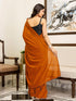 Vasthrlay Chanderi Tassels Unstitched Rust Saree