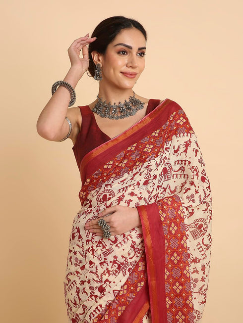 Vasthrlay Lightweight Breathable Traditional Printed Saree