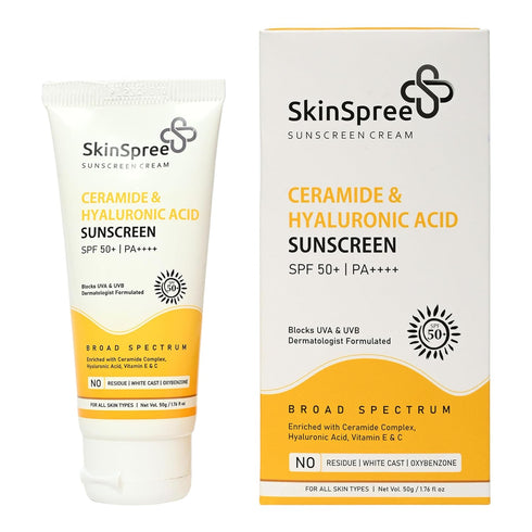 Style Make SkinSpree Sunscreen SPF 50 & PA for UVA UVB and Blue Light Protection Non Comedogenic No White Cast Lightweight cream formula for men and women