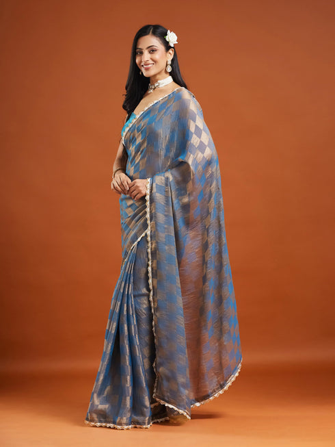 Vasthrlay Orange Unstitched Saree