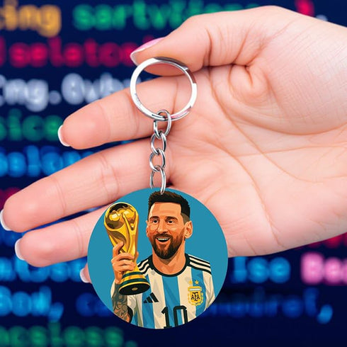 Acrylic Cricket And Football Theme Keychain For Car And Bike