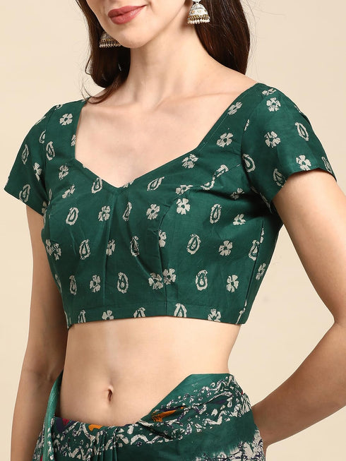 Vasthrlay Cotton Printed Mulmul Black Saree