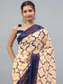 Vasthrlay Peach Brown Faux Georgette Ethnic Geometric Printed Saree With Unstitched Blouse