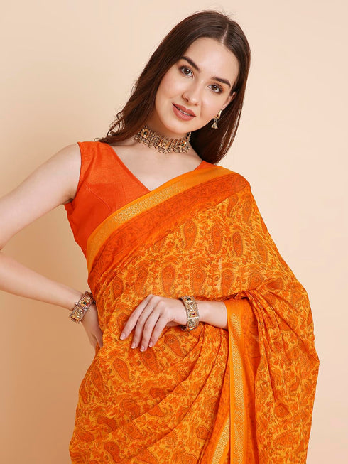 Vasthrlay Cotton Printed Mulmul Blue Saree