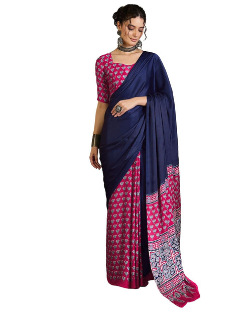 Vasthrlay Printed Tassels Unstitched Maroon Saree