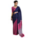 Vasthrlay Printed Tassels Navy Blue | Rani Pink Saree With Unstitched Blouse Piece
